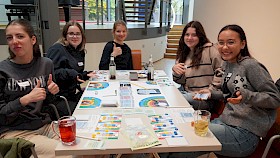Die Hebel-Schülerinnen Felicitas Aumüller, Mariella Arjoca, Neele Binder, Mara Moser und Heidi Stöckner haben das neue Spiel „Habitable“ getestet.
